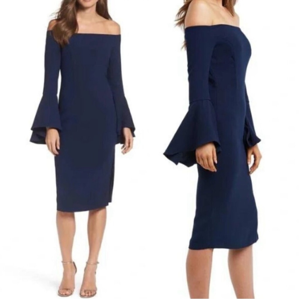 Bardot Navy Off-Shoulder Dress